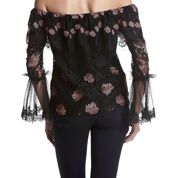 Adiva Off the Shoulder Lace Bell Sleeve Top - Picture 3 of 8